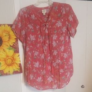 St. John's Bay Coral Floral Blouse